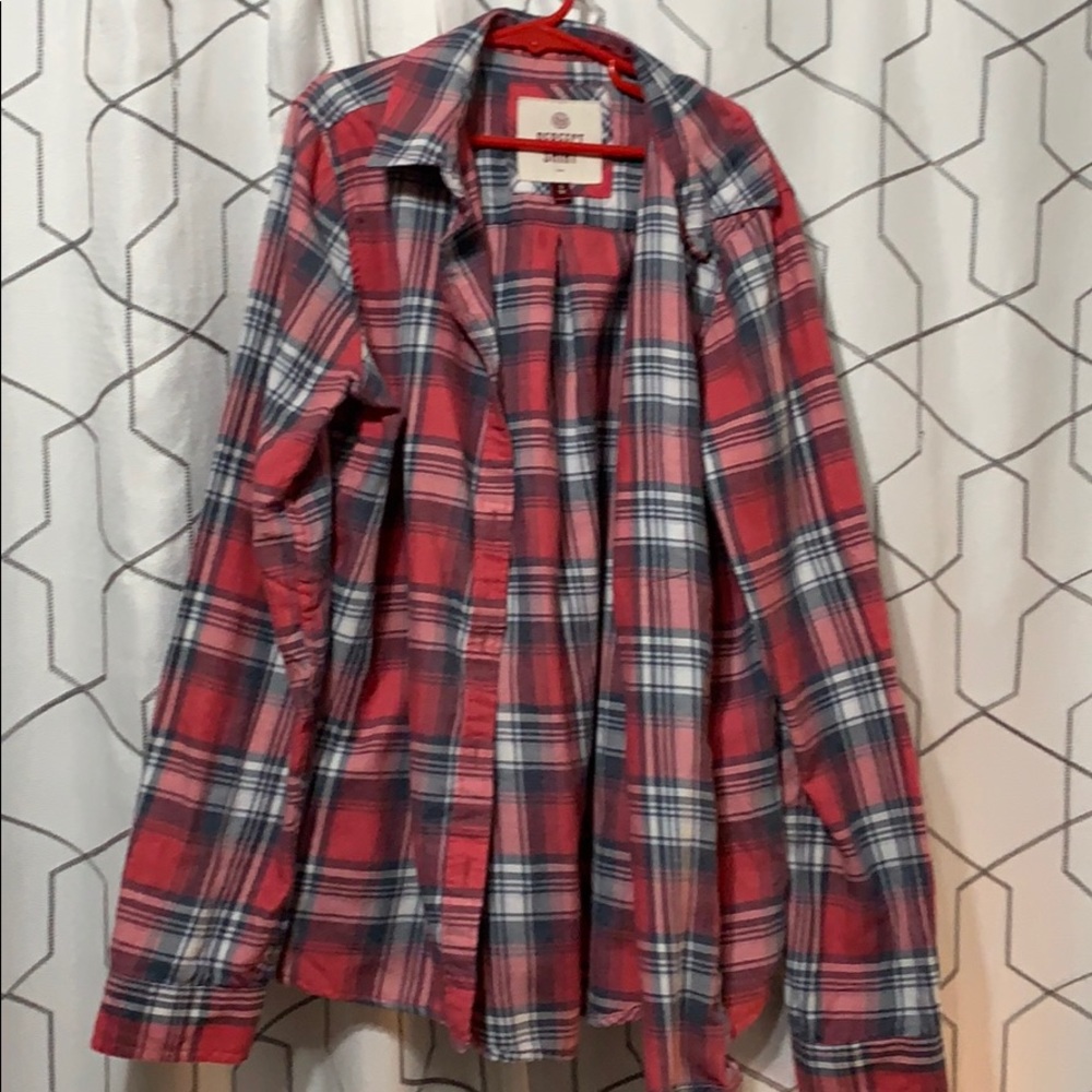 pink/red and white flannel